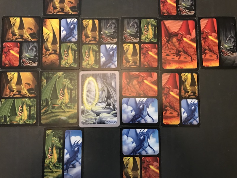 Seven Dragons placed cards closeup